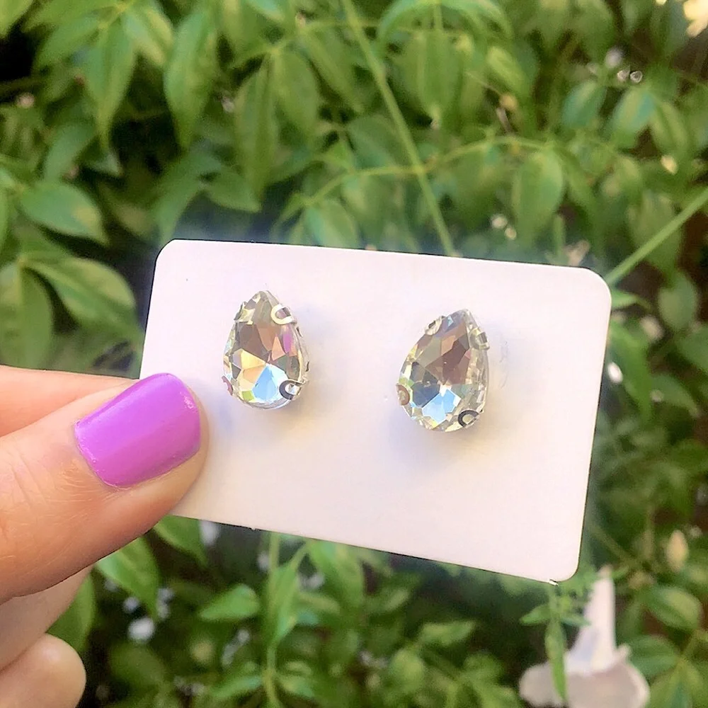 Classic Clear + Silver Crystal Pear Earrings